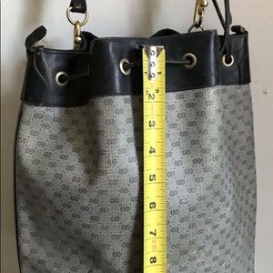 Gucci Vintage Large Navy Bucket Drawstring Monogra